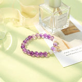 8-8.5mm Amethyst Moonstone Round Beads Bracelet
