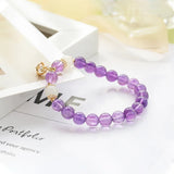 8-8.5mm Amethyst Moonstone Round Beads Bracelet