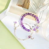 8-8.5mm Amethyst Moonstone Round Beads Bracelet
