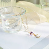 8-8.5mm Amethyst Moonstone Round Beads Bracelet
