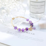 Amethyst Round Beads Bracelet 14KGP 8-8.5mm