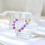 Amethyst Round Beads Bracelet 14KGP 8-8.5mm