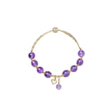 Amethyst Round Beads Bracelet 14KGP 8-8.5mm