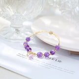 Amethyst Round Beads Bracelet 14KGP 8-8.5mm