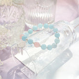 8-8.5mm Aquamarine Pink Quartz S925 Bracelet
