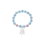 8-8.5mm Aquamarine Pink Quartz S925 Bracelet