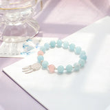8-8.5mm Aquamarine Pink Quartz S925 Bracelet