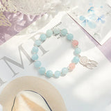 8-8.5mm Aquamarine Pink Quartz S925 Bracelet