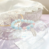 8-8.5mm Aquamarine Pink Quartz S925 Bracelet