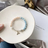 8-8.5mm Morganite Aquamarine Moonstone Bracelet