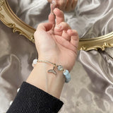 8-8.5mm Morganite Aquamarine Moonstone Bracelet