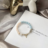 8-8.5mm Morganite Aquamarine Moonstone Bracelet