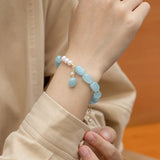 8X12mm Aquamarine Freshwater Pearl Bracelet 14kgp