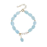 8X12mm Aquamarine Freshwater Pearl Bracelet 14kgp