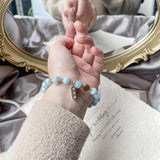 8mm Round Aquamarine 14KGP Bracelet