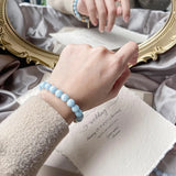 8mm Round Aquamarine 14KGP Bracelet