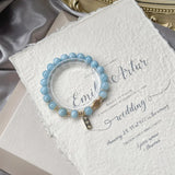 8mm Round Aquamarine 14KGP Bracelet