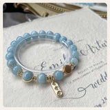 8mm Round Aquamarine 14KGP Bracelet