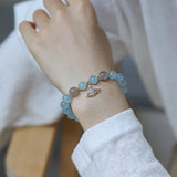 8mm Aquamarine Gray Moonstone Beads Bracelet