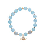 8mm Aquamarine Gray Moonstone Beads Bracelet