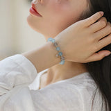 8mm Aquamarine Gray Moonstone Beads Bracelet