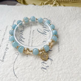 8mm Aquamarine Pendant Bracelet, 14kgp