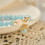 8mm Aquamarine Pink Quartz 6-8mm Rutilated Quartz Bracelet