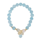 8mm Aquamarine Pink Quartz 6-8mm Rutilated Quartz Bracelet