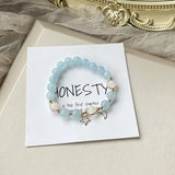 Aquamarine Quartz 8mm Round Bead Bracelet 14kgp