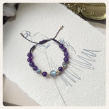 Amethyst and Gray Moonstone Beaded Bracelet with 14kgp Accents