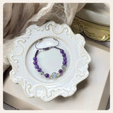 Amethyst and Gray Moonstone Beaded Bracelet with 14kgp Accents