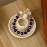 8mm Amethyst 8.5mm Moonstone 14kgp Bracelet