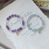 8mm Round Amethyst Aquamarine Quartz Bracelet