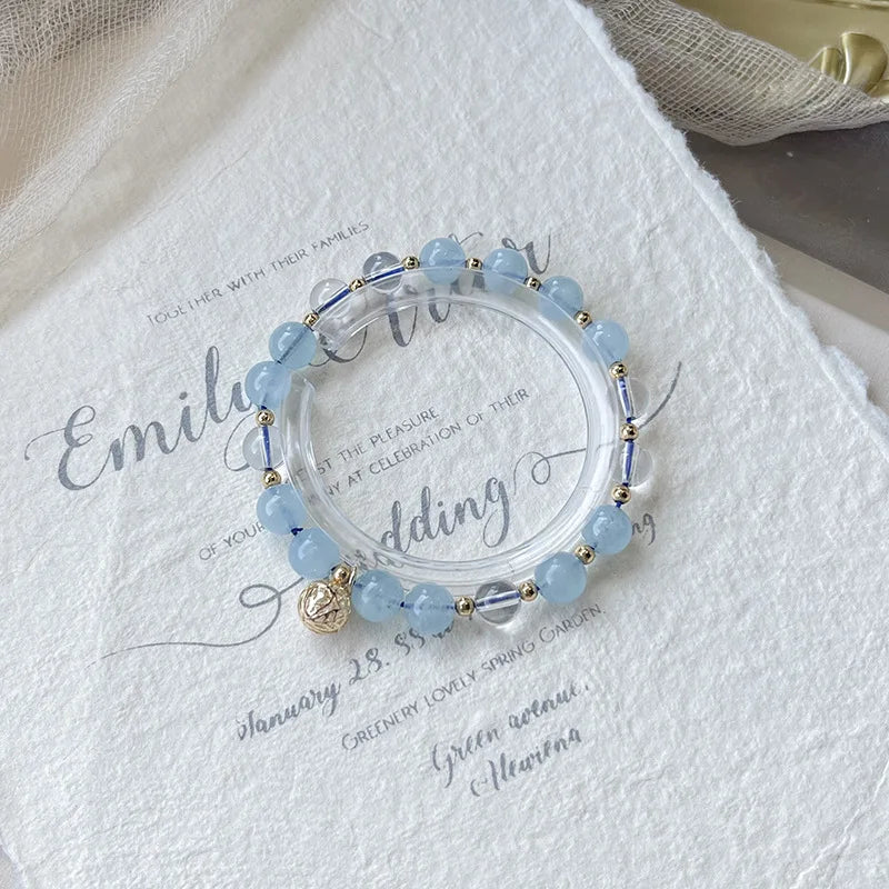 8mm Round Amethyst Aquamarine Quartz Bracelet