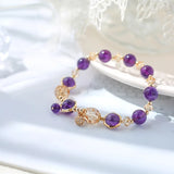 8mm Amethyst & 10mm Crystal Bead Bracelet, 14kgp