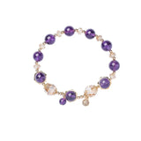 8mm Amethyst & 10mm Crystal Bead Bracelet, 14kgp