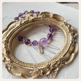 8mm Round Amethyst Beads Bracelet with 14kgp Accessories