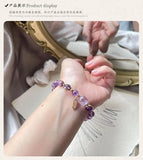 8mm Round Amethyst Beads Bracelet with 14kgp Accessories