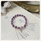 8mm Round Amethyst Beads Bracelet with 14kgp Accessories
