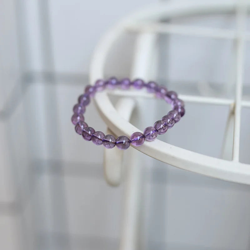 8mm Amethyst Beads Bracelet - Natural Round Gemstone Jewelry