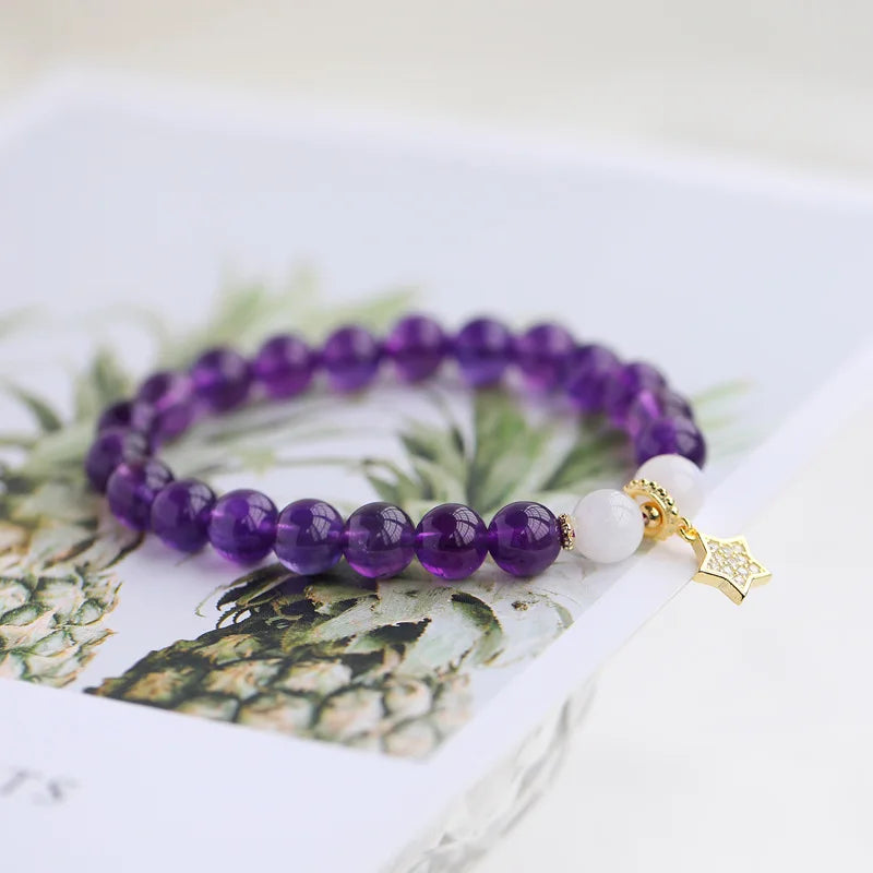8mm Amethyst Moonstone Bracelet 14KGP