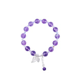8mm Round Amethyst Sterling Silver Bracelet