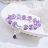 8mm Round Amethyst Sterling Silver Bracelet