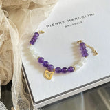 8mm Round & Rondelle Faceted Amethyst 14KGP Bracelet