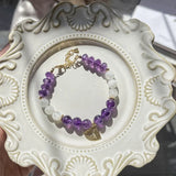 8mm Round & Rondelle Faceted Amethyst 14KGP Bracelet