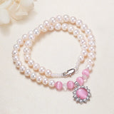 8mm Pearl Teardrop Heart Pendant Necklace