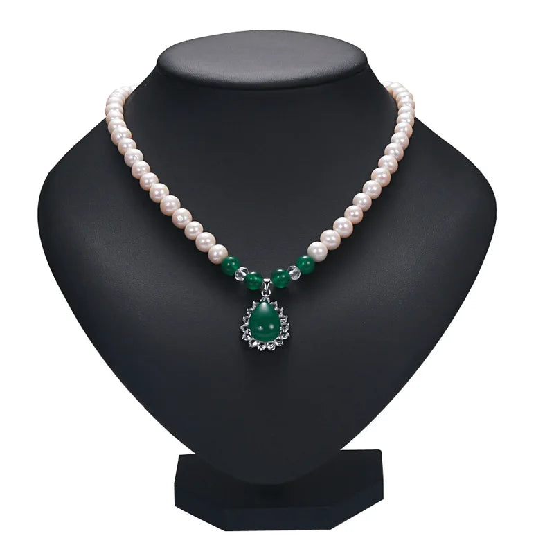 8mm Pearl Teardrop Heart Pendant Necklace