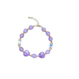 8mm Purple Jade Heart Shape Bracelet with 14KGP