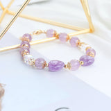8mm Purple Jade Heart Shape Bracelet with 14KGP
