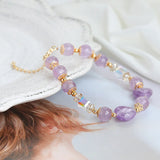 8mm Purple Jade Heart Shape Bracelet with 14KGP